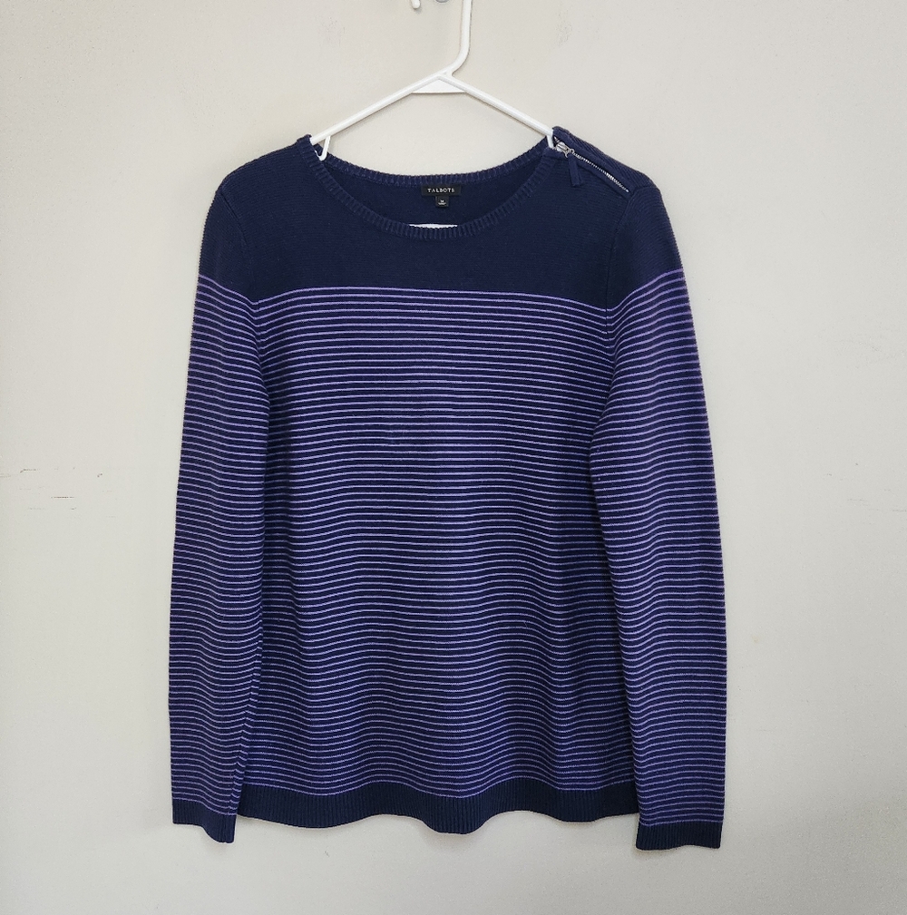 Women's Talbots Purple Striped Sweater Sz Medium
